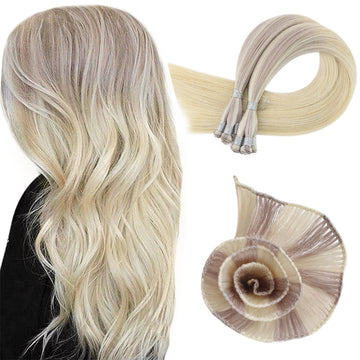 Fshine Handmade Virgin Hair Weft Balayage Color 100% Hair Sew In Weft Human Hair Bundles(#18/22/60) - FShine Shop